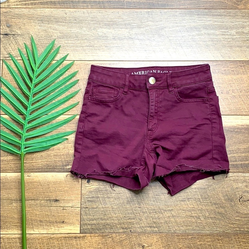 AEO American Eagle Hi-Rise Shortie Raw Hem Shorts